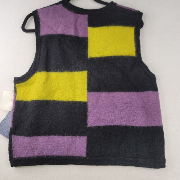 Catherine Stewart Block Stripe Sweater Vest Size L Wool Classic BellePointe Inc - Picture 2 of 10